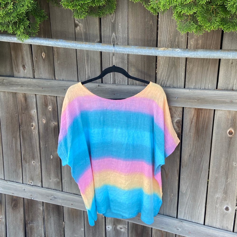 Loose Fit Rainbow Striped Top